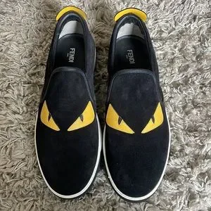 Fendi | Shoes | Fendi Monsters Motif Suede Slipon | Poshmark